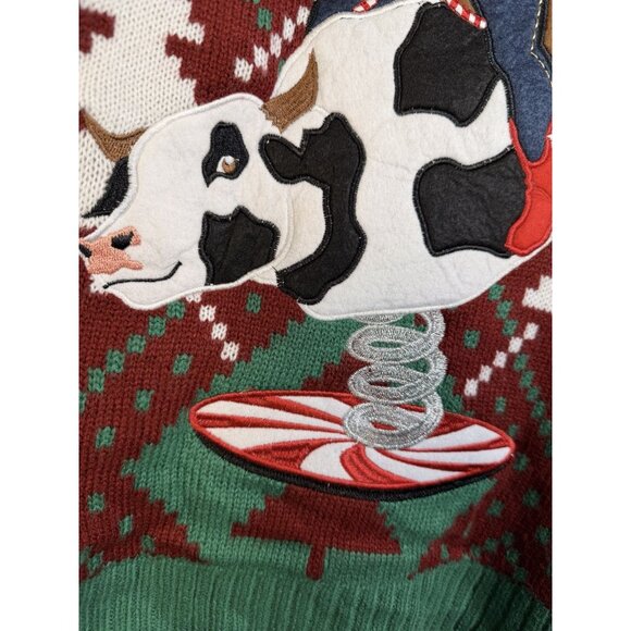 Blizzard Bay Ugly Christmas Sweater Sz S Rodeo Cowboy Santa Bull Riding Holiday - Picture 5 of 11